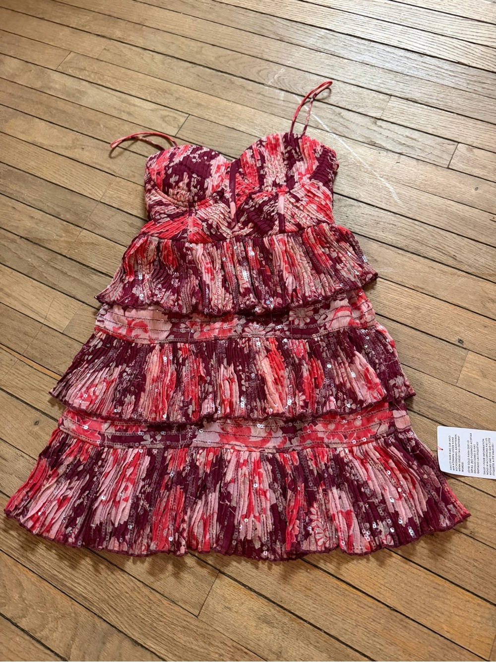 ASOS Red & Pink Tiered Floral Mini Dress